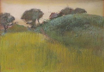 Wheat Field and Green Hill by Edgar Degas